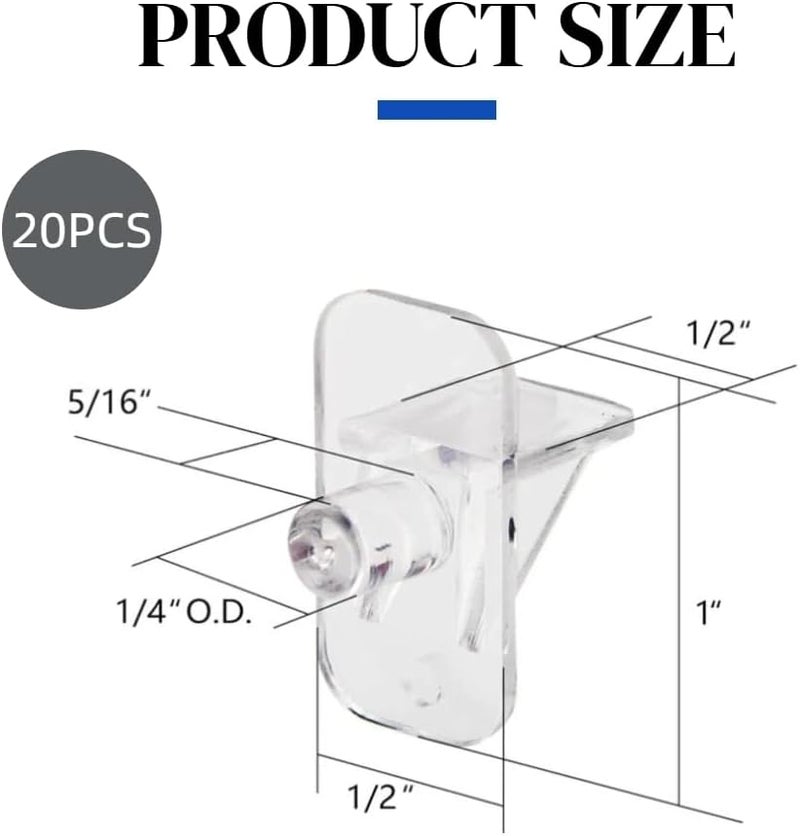 Laoha 1/4 Inch Plastic Shelf Pegs, 20PCS Cabinet Shelf Supports & Clips, Furniture Pins for Wood Bookcase, Kitchen Cabinet, Shelving Replacement - Image 2